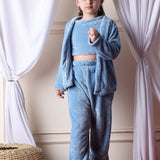Girls Fleece Nightsuit Round neck Cami Top with Full sleeves Shrug and Jogger