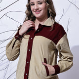 Beige & Maroon