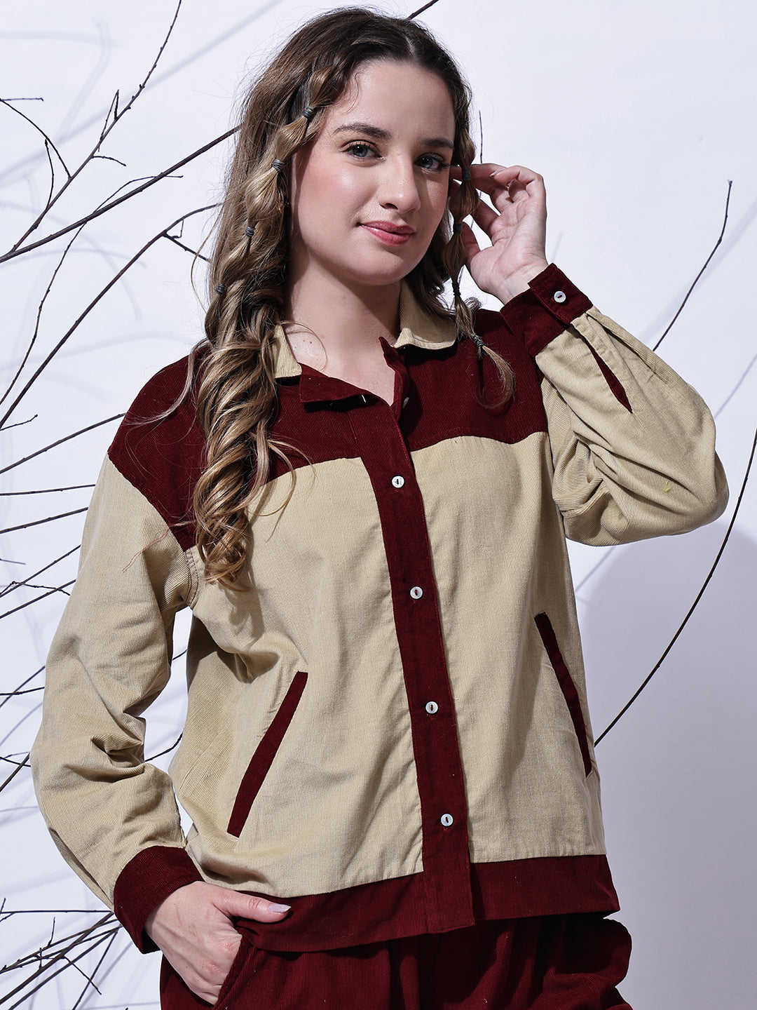 Beige & Maroon