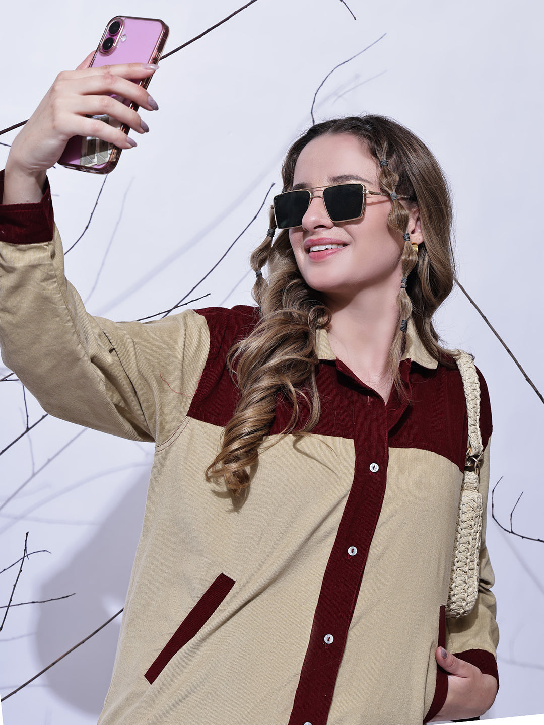 Beige & Maroon