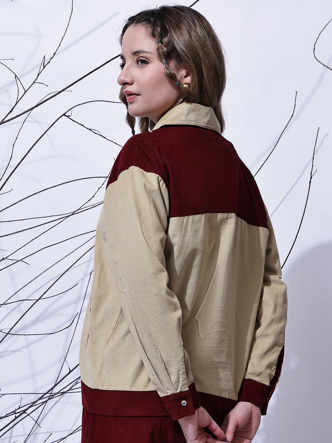 Beige & Maroon