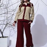 Beige & Maroon