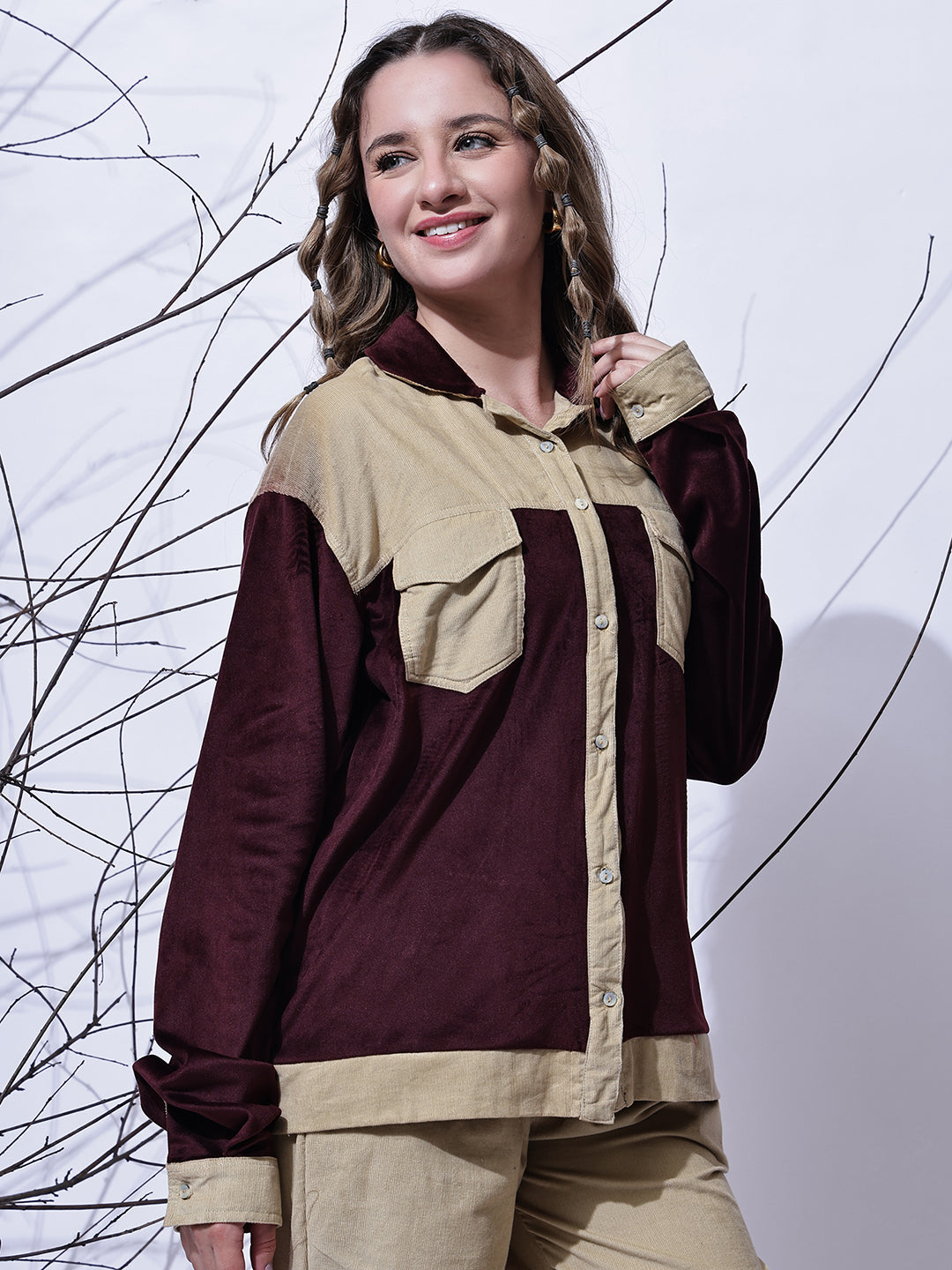 Maroon & Beige