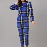 Women Checkered Warm Fleece Nightsuit