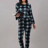 Women Checkered Warm Fleece Nightsuit