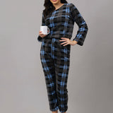 Women Checkered Warm Fleece Nightsuit