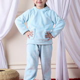 Girls Fleece Round Neck Full Sleeves Hoodie & Jogger Nightsuit Set