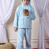 Girls Fleece Round Neck Full Sleeves Hoodie & Jogger Nightsuit Set