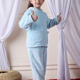 Girls Fleece Round Neck Full Sleeves Hoodie & Jogger Nightsuit Set