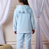 Girls Fleece Round Neck Full Sleeves Hoodie & Jogger Nightsuit Set