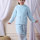 Girls Fleece Round Neck Full Sleeves Hoodie & Jogger Nightsuit Set