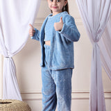 Girls Fleece Nightsuit Round neck Cami Top with Full sleeves Shrug and Jogger