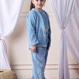 Girls Fleece Nightsuit Round neck Cami Top with Full sleeves Shrug and Jogger