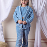 Girls Fleece Nightsuit Round neck Cami Top with Full sleeves Shrug and Jogger