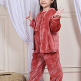 Girls Fleece Nightsuit Round neck Cami Top with Full sleeves Shrug and Jogger