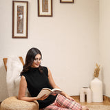 Women Fleeve Checked Regular Fit Lounge Pant