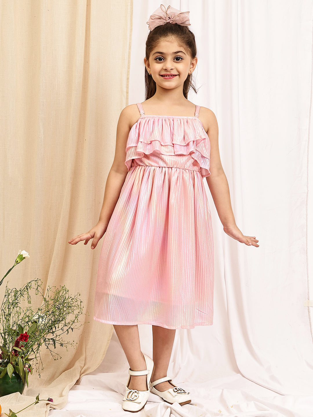 Girls abstract Print Cotton Kurta with Dhoti Pants Set, Lace Trim Details