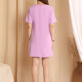 Women's Short Sleeve Mini Dress with Bow Details, Side Slit, Casual Style