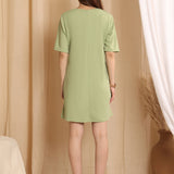 Women's Short Sleeve Mini Dress with Bow Details, Side Slit, Casual Style