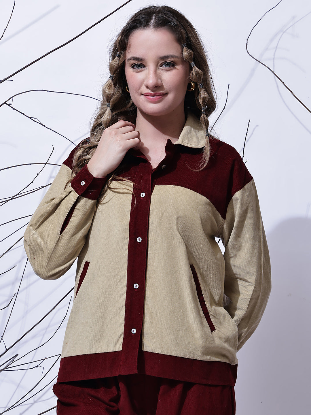 Beige & Maroon