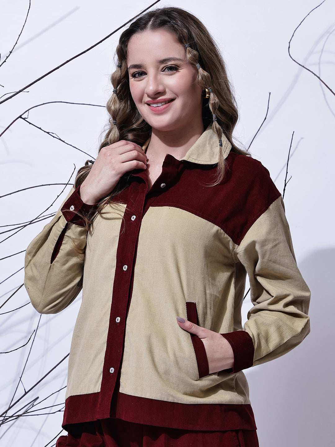 Beige & Maroon
