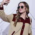 Beige & Maroon
