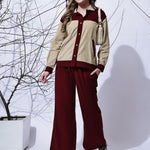 Beige & Maroon