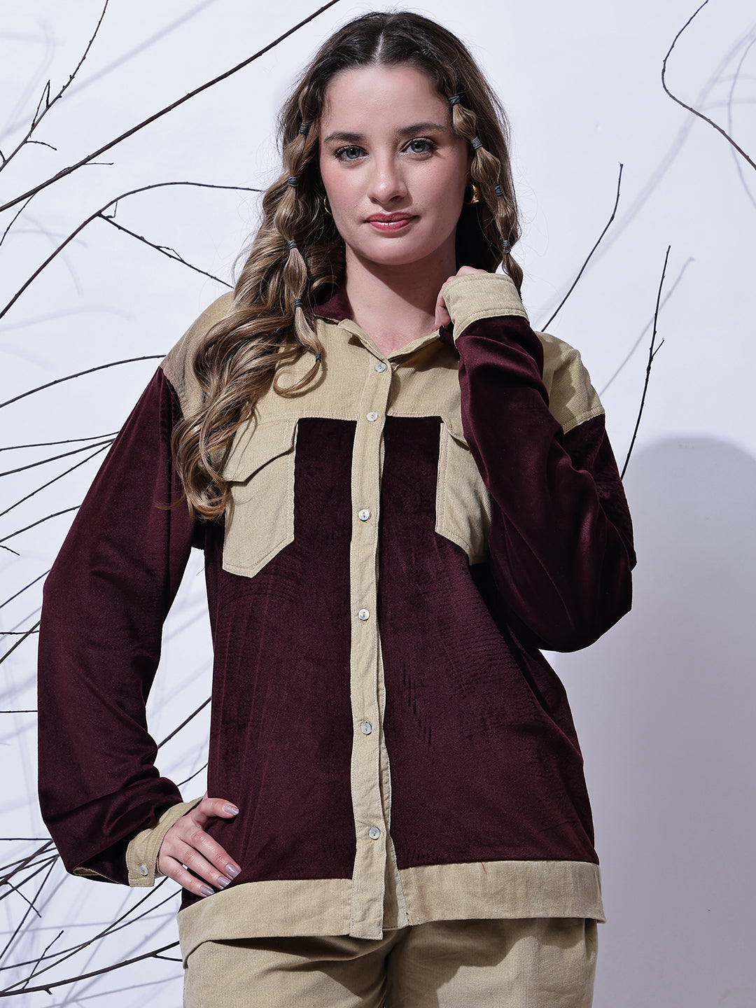 Maroon & Beige